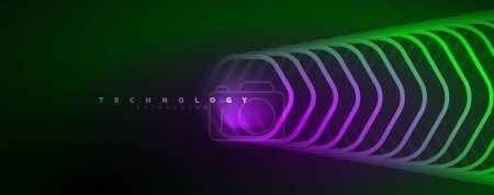 Photo for Techno shiny hexagons abstract background, technology energy space light concept, abstract background wallpaper design - Royalty Free Image