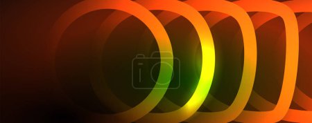 Foto de Neón círculos brillantes y líneas de forma redonda, concepto de luz espacio de energía mágica, fondo abstracto fondo de pantalla de diseño - Imagen libre de derechos