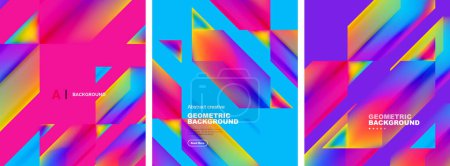 Illustration for Set of abstract backgrounds. Overlapping geometric elements composition. Vector Illustration For Wallpaper, Banner, Background, Card, Book Illustration, landing page - Royalty Free Image