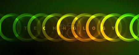 Photo for Neon shiny circles abstract background, technology energy space light concept, abstract background wallpaper design - Royalty Free Image