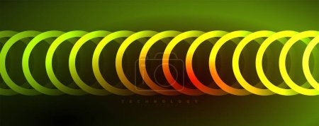 Téléchargez les illustrations : Néon cercles brillants fond abstrait, concept de lumière de l'espace de la technologie de l'énergie, conception abstraite fond papier peint - en licence libre de droit