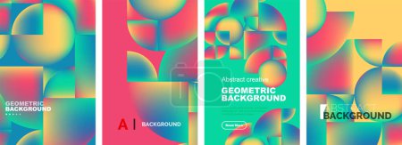 Ilustración de Conjunto vectorial de diseños abstractos de carteles geométricos. Colección de fondos, cubiertas, plantillas, folletos, pancartas, folletos, pancartas - Imagen libre de derechos