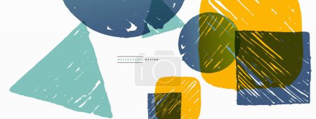 Illustration for Abstract background. Hand drawn geometric shape - square, circle and triangle. Craft business concept template for wallpaper, banner, background or landing - Royalty Free Image