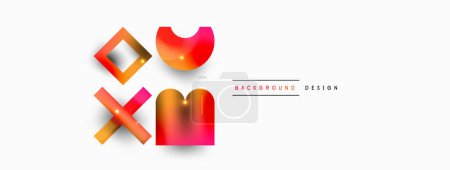 Illustration for Dynamic composition, shiny geometric shapes abstract background. Trendy techno business template for wallpaper, banner, background or landing - Royalty Free Image