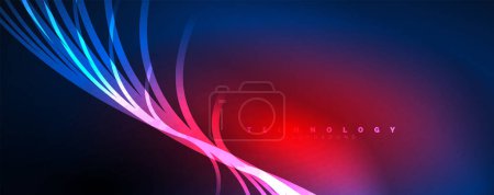 Photo for Neon shiny light abstract lines, light beams concept abstract background. Vector Illustration For Wallpaper, Banner, Background, Card, Book Illustration, landing page - Royalty Free Image