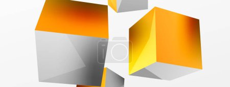 Illustration for 3d cubes vector abstract background. Composition of 3d square shaped basic geometric elements. Trendy techno business template for wallpaper, banner, background or landing - Royalty Free Image