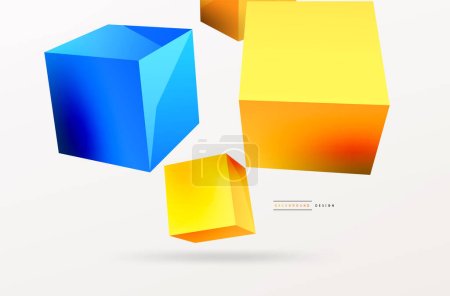Photo for 3d cubes vector abstract background. Composition of 3d square shaped basic geometric elements. Trendy techno business template for wallpaper, banner, background or landing - Royalty Free Image