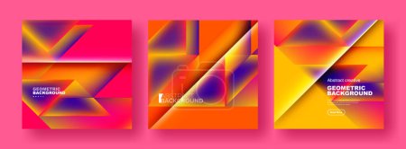 Illustration for Set of abstract backgrounds - overlapping triangles with fluid gradients design. Collection of covers, templates, flyers, placards, brochures, banners - Royalty Free Image