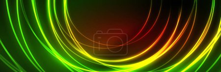 Illustration for Blue neon glowing lines, magic energy space light concept, abstract background wallpaper design - Royalty Free Image