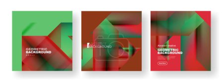 Ilustración de Conjunto vectorial de fondos abstractos de carteles geométricos, formas coloridas con colores fluidos. Colección de cubiertas, plantillas, volantes, carteles, folletos, pancartas - Imagen libre de derechos