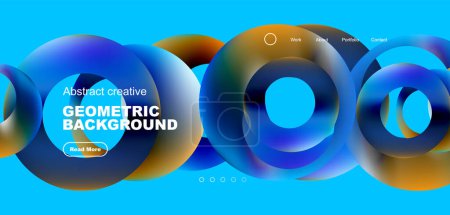 Illustration for Round shapes, circles and rings composition. Business or technology design for wallpaper, banner, background, landing page, wall art, invitation, prints - Royalty Free Image