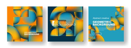 Photo for Vector set of abstract geometric posters designs. Collection of backgrounds, covers, templates, flyers, placards, brochures, banners - Royalty Free Image
