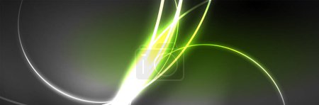 Ilustración de Líneas brillantes de neón azul, concepto de luz espacio de energía mágica, fondo abstracto fondo de pantalla de diseño - Imagen libre de derechos