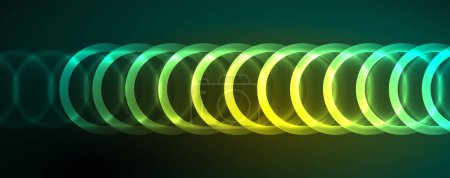 Foto de Neón círculos brillantes y líneas de forma redonda, concepto de luz espacio de energía mágica, fondo abstracto fondo de pantalla de diseño - Imagen libre de derechos