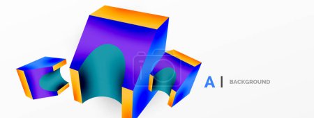 Ilustración de Fondo abstracto - 3d forma abstracta. Fondos de pantalla para concepto de tecnología AI, blockchain, comunicación, 5G, ciencia, negocio - Imagen libre de derechos