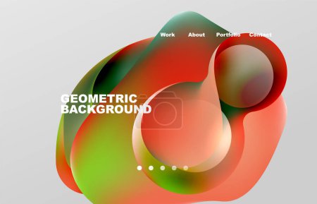 Illustration for Landing page abstract liquid background. Flowing shapes, round design and circle. Web page for website or mobile app wallpaper - Royalty Free Image