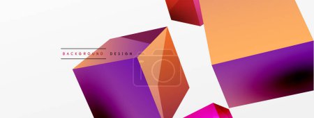 Illustration for 3d vector abstract background. Flying cubes composition. Trendy techno business template for wallpaper, banner, background or landing - Royalty Free Image