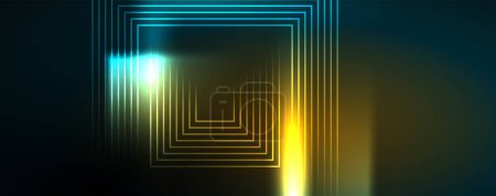 Illustration for Neon glowing lines and angles, magic energy space light concept. Vector illustration for wallpaper, banner, background, leaflet, catalog, cover, flyer - Royalty Free Image
