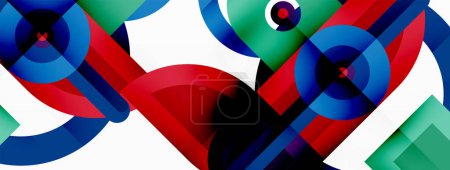 Illustration for Creative geometric wallpaper. Minimal abstract background. Bright color geometric shapes on white backdrop. Business template for wallpaper, banner, background or landing - Royalty Free Image