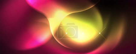 Foto de Neon glowing waves, magic energy space light concept, abstract background wallpaper design - Imagen libre de derechos