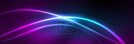 Ilustración de Líneas brillantes de neón azul, concepto de luz espacio de energía mágica, fondo abstracto fondo de pantalla de diseño - Imagen libre de derechos