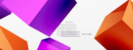 Illustration for 3d cubes vector abstract background. Composition of 3d square shaped basic geometric elements. Trendy techno business template for wallpaper, banner, background or landing - Royalty Free Image
