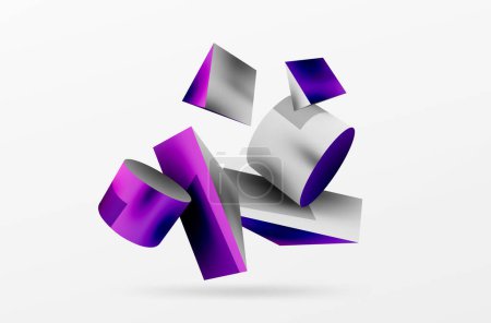 Photo for Vector 3d abstract background. Shapes 3d triangle and cylinder. Trendy techno business template for wallpaper, banner, background or landing - Royalty Free Image