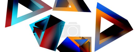 Ilustración de Triangle abstract background. 3d vector basic shape technology or business concept composition. Trendy techno business template for wallpaper, banner, background or landing - Imagen libre de derechos