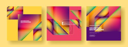 Photo for Set of abstract backgrounds - overlapping triangles with fluid gradients design. Collection of covers, templates, flyers, placards, brochures, banners - Royalty Free Image