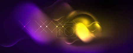 Illustration for Neon glowing waves, magic energy space light concept, abstract background wallpaper design - Royalty Free Image