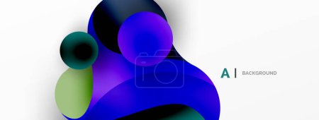 Illustration for Geometric round shapes and circles abstract background. Wallpaper for concept of AI technology, blockchain, communication, 5G, science, business - Royalty Free Image