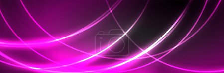 Illustration for Neon glowing fluid wave lines, magic energy space light concept, abstract background wallpaper design - Royalty Free Image