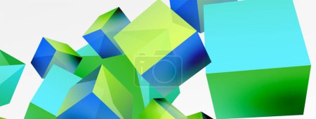 Foto de 3d vector abstract background. Flying cubes composition. Trendy techno business template for wallpaper, banner, background or landing - Imagen libre de derechos