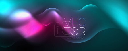 Téléchargez les illustrations : Neon glowing waves, magic energy space light concept, abstract background wallpaper design - en licence libre de droit