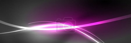Illustration for Neon glowing fluid wave lines, magic energy space light concept, abstract background wallpaper design - Royalty Free Image