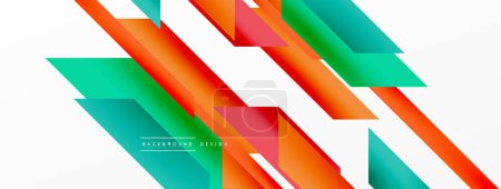 Illustration for Minimal geometric abstract background. Dynamic 3d lines composition. Trendy techno business template for wallpaper, banner, background or landing - Royalty Free Image