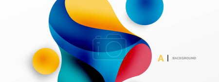 Illustration for Flowing geometric shapes minimalist abstract background. Round shapes and circles. Wallpaper for concept of AI technology, blockchain, communication, 5G, science, business - Royalty Free Image