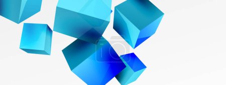 Ilustración de 3d vector abstract background. Flying cubes composition. Trendy techno business template for wallpaper, banner, background or landing - Imagen libre de derechos