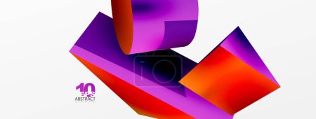 Illustration for Metallic 3d shape vector geometric background. Trendy techno business template for wallpaper, banner, background or landing - Royalty Free Image