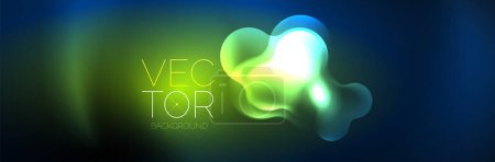 Téléchargez les illustrations : Glowing neon lights abstract shapes composition. Magic energy concept. Template for wallpaper, banner, background or landing - en licence libre de droit