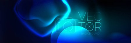 Photo for Glowing neon lights abstract shapes composition. Magic energy concept. Template for wallpaper, banner, background or landing - Royalty Free Image