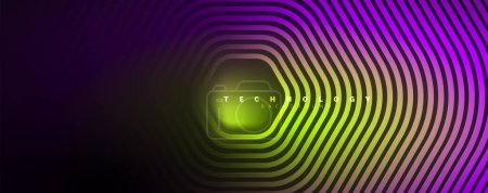 Illustration for Techno shiny hexagons abstract background, technology energy space light concept, abstract background wallpaper design - Royalty Free Image