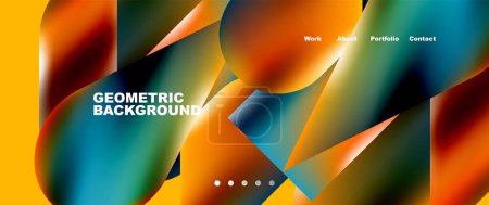 Photo for Glassmorphism landing page background template. Colorful glass shapes with metallic effect abstract composition for wallpaper, banner, background - Royalty Free Image