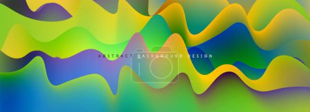 Ilustración de Ondas con colores líquidos fondo abstracto dinámico para cubiertas, plantillas, volantes, carteles, folletos, pancartas - Imagen libre de derechos
