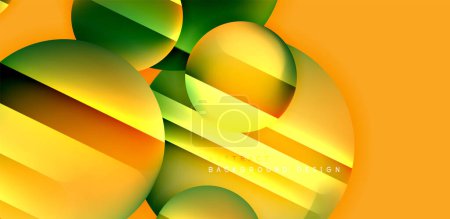 Téléchargez les illustrations : Coloré brillant et brillant cercles composition abstraite avec des effets de lumière et d'ombre, fond abstrait vecteur géométrique - en licence libre de droit