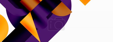 Illustration for Circle and square geometric background. Round shapes with squares and triangles composition for wallpaper, banner, background or landing - Royalty Free Image