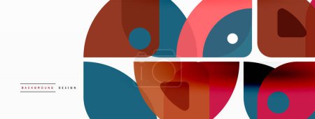 Ilustración de Fondo abstracto geométrico mínimo colorido. Forma de triángulo con elementos redondos, círculos. Plantilla de negocio de techno de moda para papel pintado, banner, fondo o aterrizaje - Imagen libre de derechos