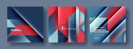 Ilustración de Conjunto de fondos abstractos - triángulos superpuestos con diseño de gradientes fluidos. Colección de cubiertas, plantillas, volantes, carteles, folletos, pancartas - Imagen libre de derechos