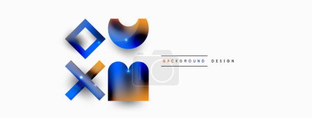 Illustration for Dynamic composition, shiny geometric shapes abstract background. Trendy techno business template for wallpaper, banner, background or landing - Royalty Free Image