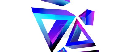 Illustration for Triangle abstract background. 3d vector basic shape technology or business concept composition. Trendy techno business template for wallpaper, banner, background or landing - Royalty Free Image